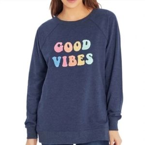 Wildfox Navy Blue Good Vibes Sweatshirt NWT